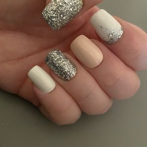 Press-on Nails Pink, Glitter and White